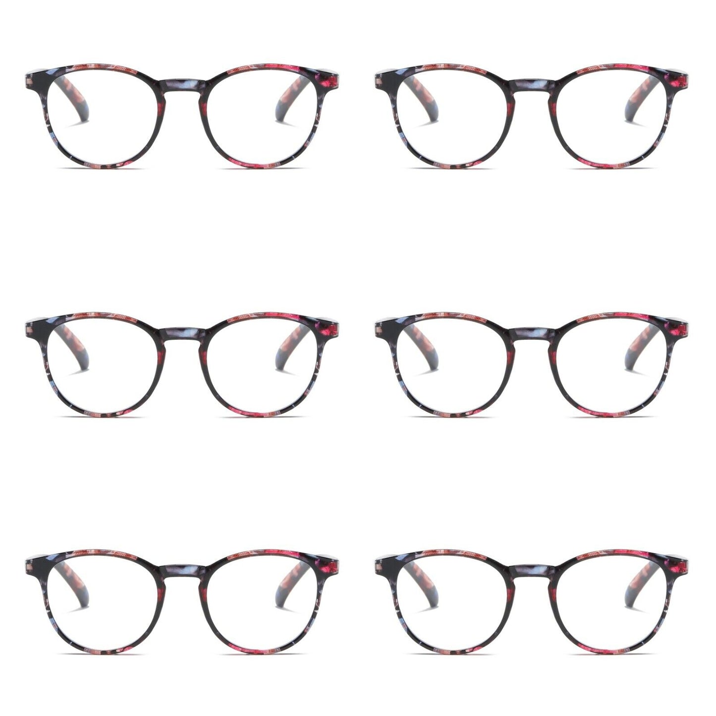 6PK Ladies Womens Round Blue Light Blocking Reading Glasses Spring Hinge Readers