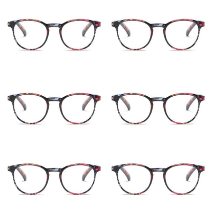 6PK Ladies Womens Round Blue Light Blocking Reading Glasses Spring Hinge Readers