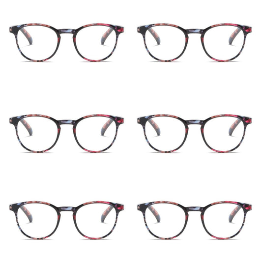 6PK Ladies Womens Round Blue Light Blocking Reading Glasses Spring Hinge Readers