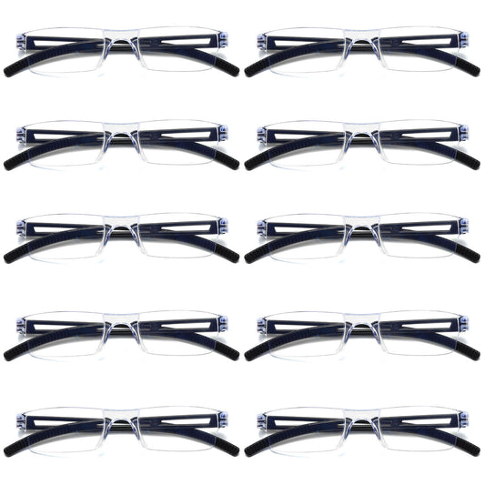 10 Men Women Blue Light Blocking Reading Glasses Rimless Unisex Computer Reader