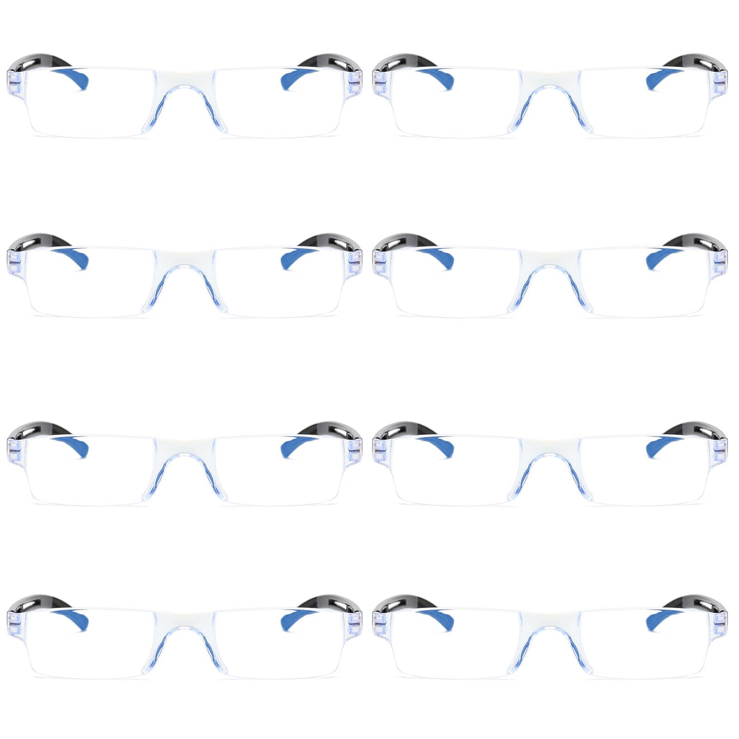 8PK Rimless Unisex Anti Blue Light Reading Glasses Blue Tinted Reader Men Women