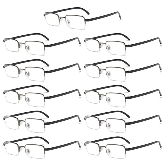 11PK Mens Half Frame Reading Glasses Black Readers 1.00 1.50 2.00 2.50 3.00 4.00