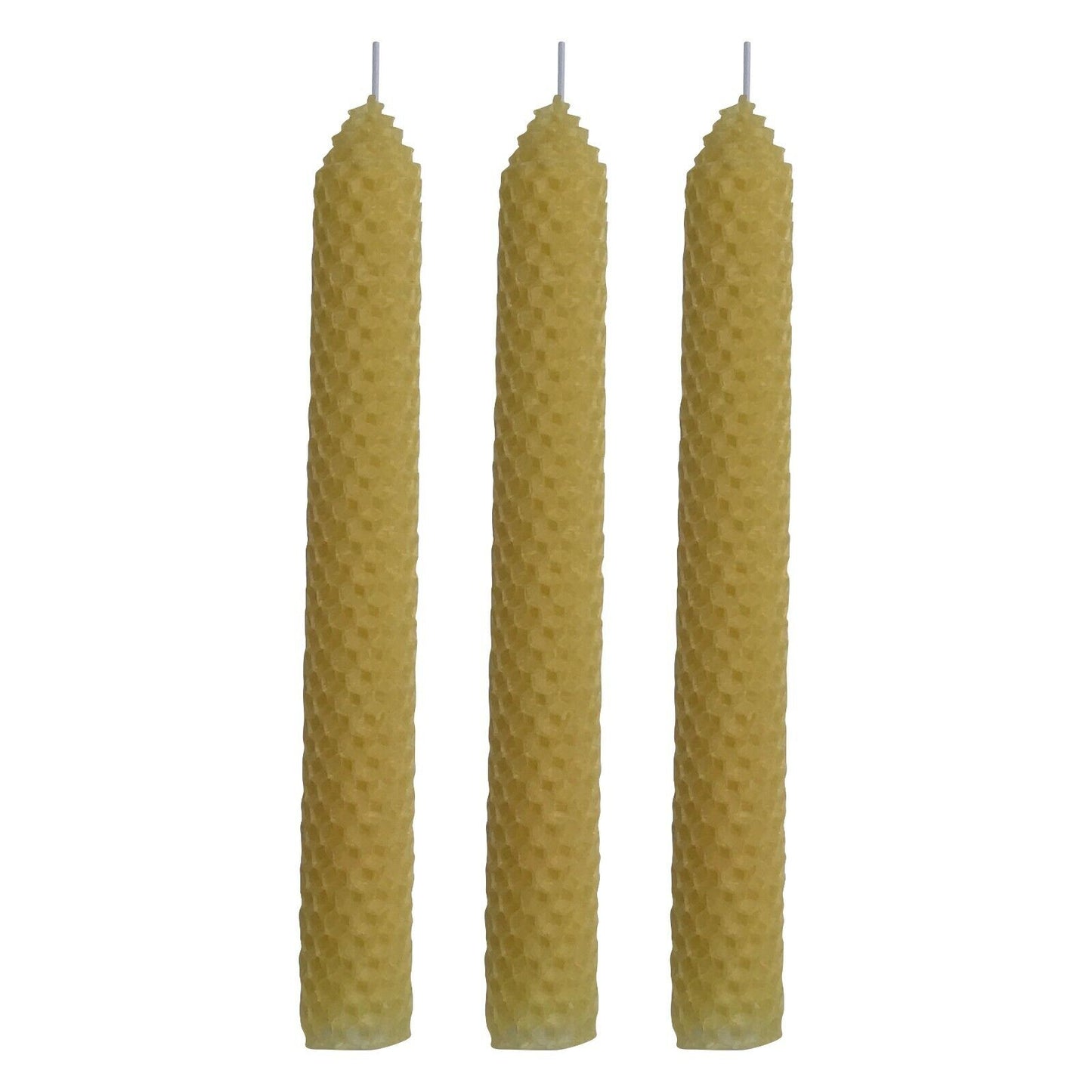 3 Set 1" x 8" Pure Natural Handmade Beeswax Honeycomb Hand Rolled Taper Candles