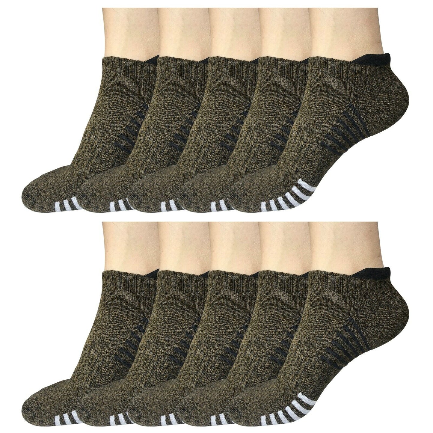 10Pair Mens Low Cut Ankle Breathable Cotton Cushion Athletic Running Sport Socks