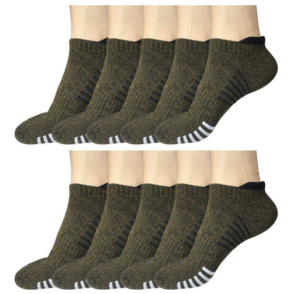 10Pair Mens Low Cut Ankle Breathable Cotton Cushion Athletic Running Sport Socks