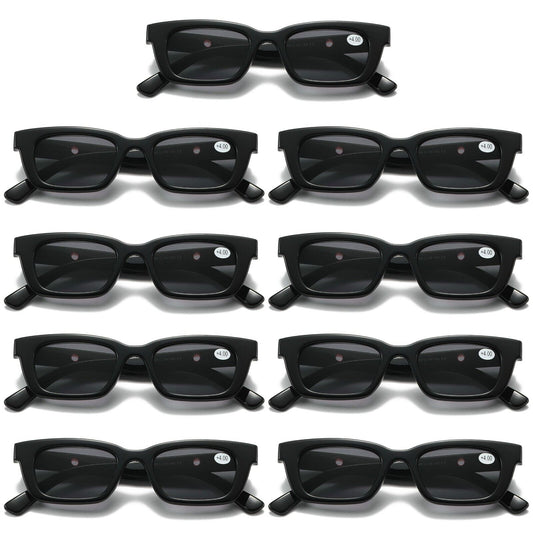 9 PK Black Unisex Full Lens Tinted Sun Readers Reading Sunglasses UV400 Protect