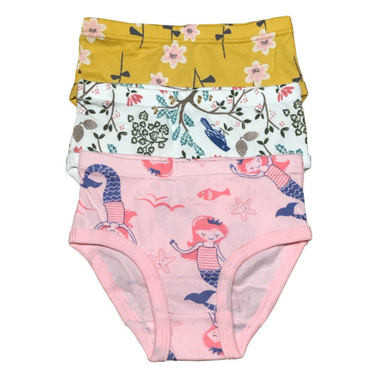 3 PK Toddler Little Girls Cotton Underwear Briefs Kids Panties Mermaid Pattern