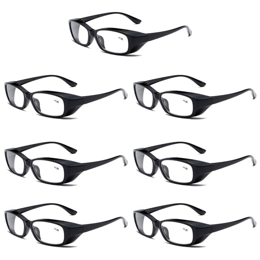 7 PK Clear Lens Mens Black Frame Reading Glasses Heavy Duty Readers for Work