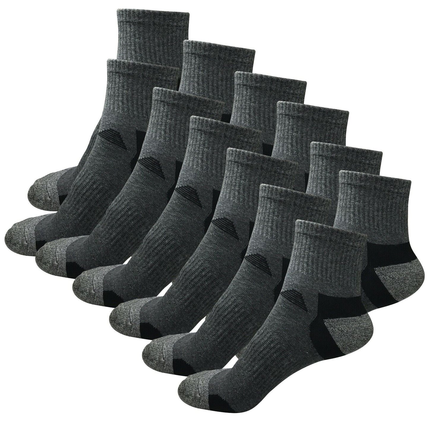 12 Pairs Mens Mid Cut Ankle Quarter Athletic Casual Sport Cotton Socks Size 6-12