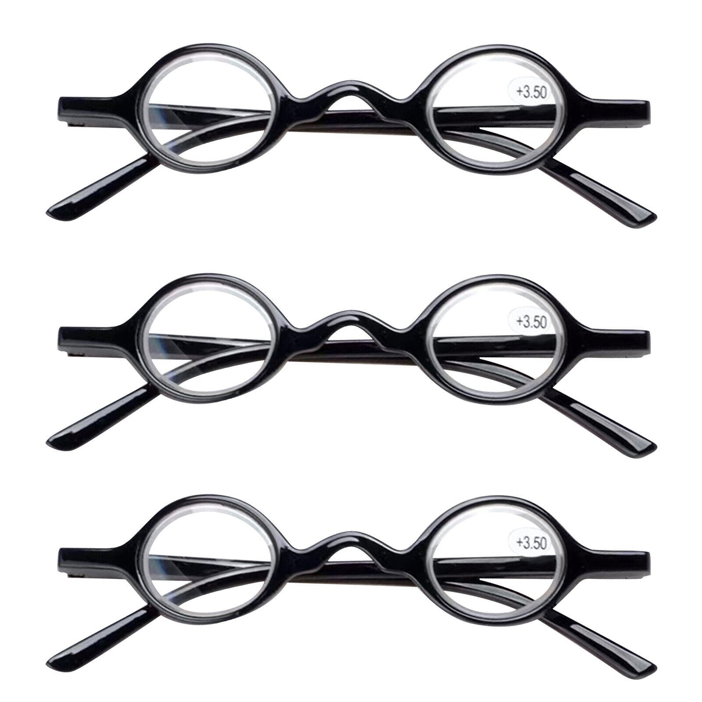 3PK Unisex Small Round Reading Glasses Blue Light Blocking Readers Men Women