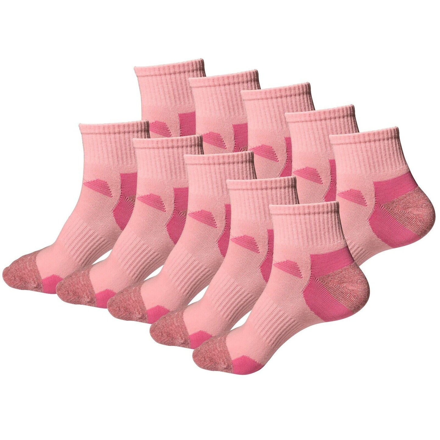 10Pair Womens Mid Cut Ankle Quarter Athletic Casual Sport Cotton Socks Size 5-10