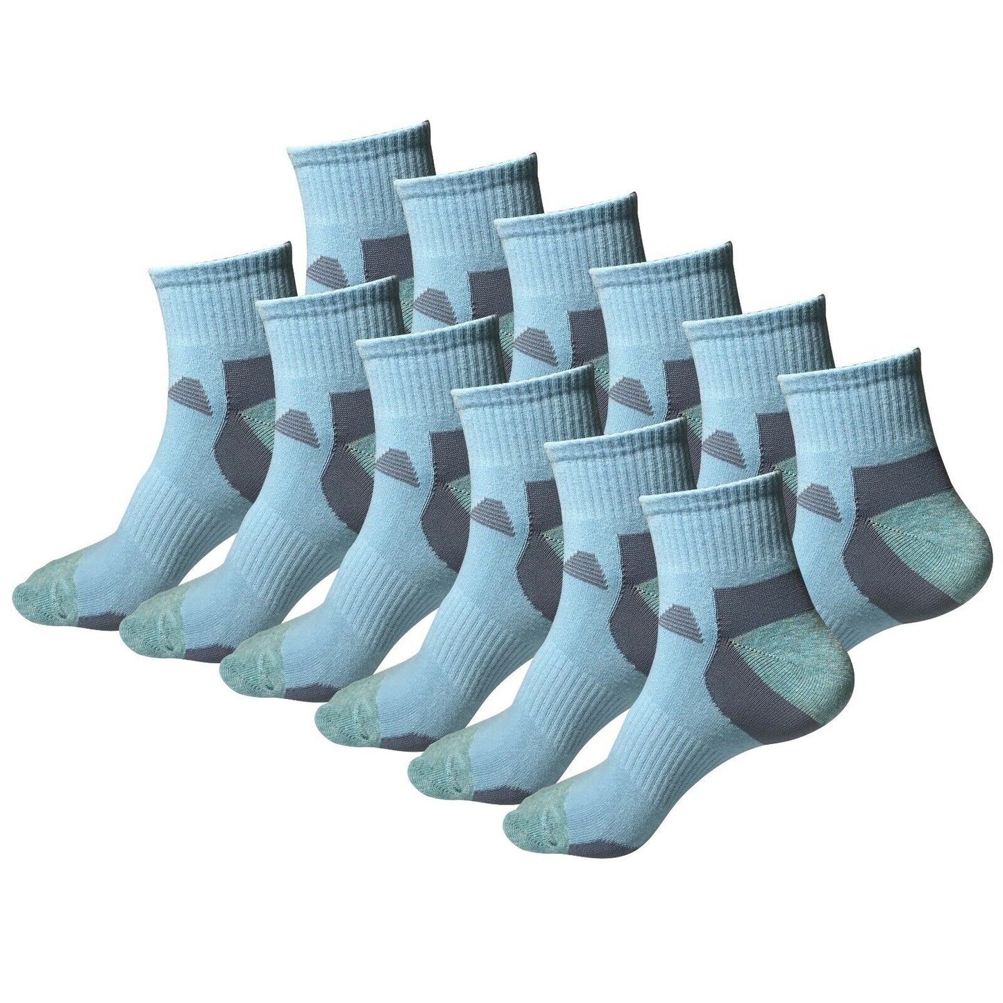 12Pair Womens Mid Cut Ankle Quarter Athletic Casual Sport Cotton Socks Size 5-10