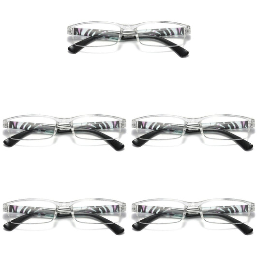 5 PK Men Women Rectangle Half Frame Blue Light Blocking Reading Glasses Readers