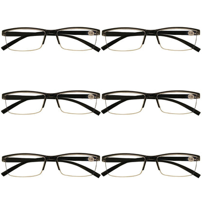 7 Packs Mens Rectangle Half Frame Reading Glasses Blue Light Blocking Readers