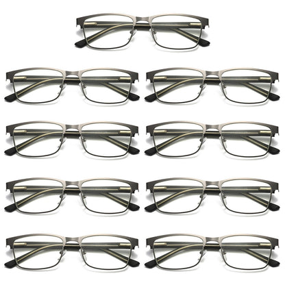 9 PK Mens Metal Frame Spring Hinge Blue Light Blocking Reading Glasses Readers