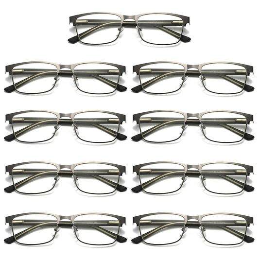 9 PK Mens Metal Frame Spring Hinge Blue Light Blocking Reading Glasses Readers