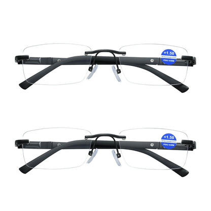 2 Pair Mens Rectangular Blue Light Blocking Reading Glasses Spring Hinge Readers