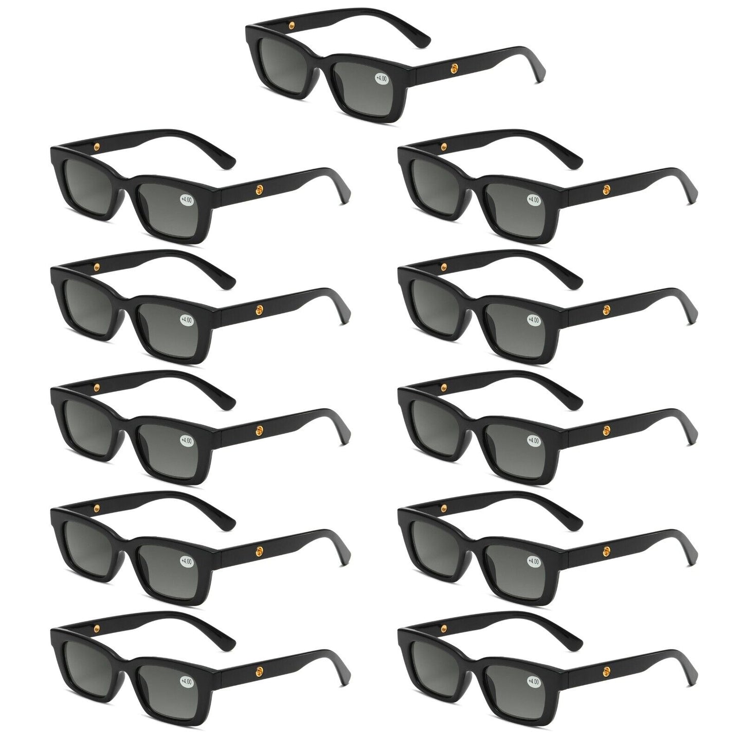 11PK Men Women Square Magnified Full Tinted Lens Sun Readers Reading Sunglasses