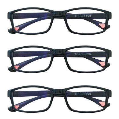 3 Packs Unisex Rectangular Frame Reading Glasses Classic Readers for Men Women