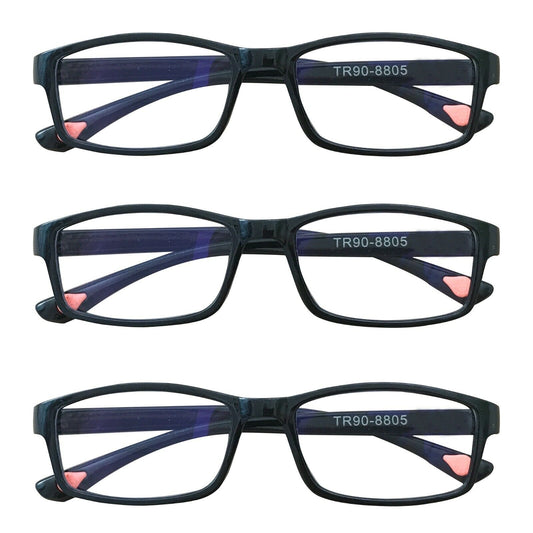 3 Packs Unisex Rectangular Frame Reading Glasses Classic Readers for Men Women