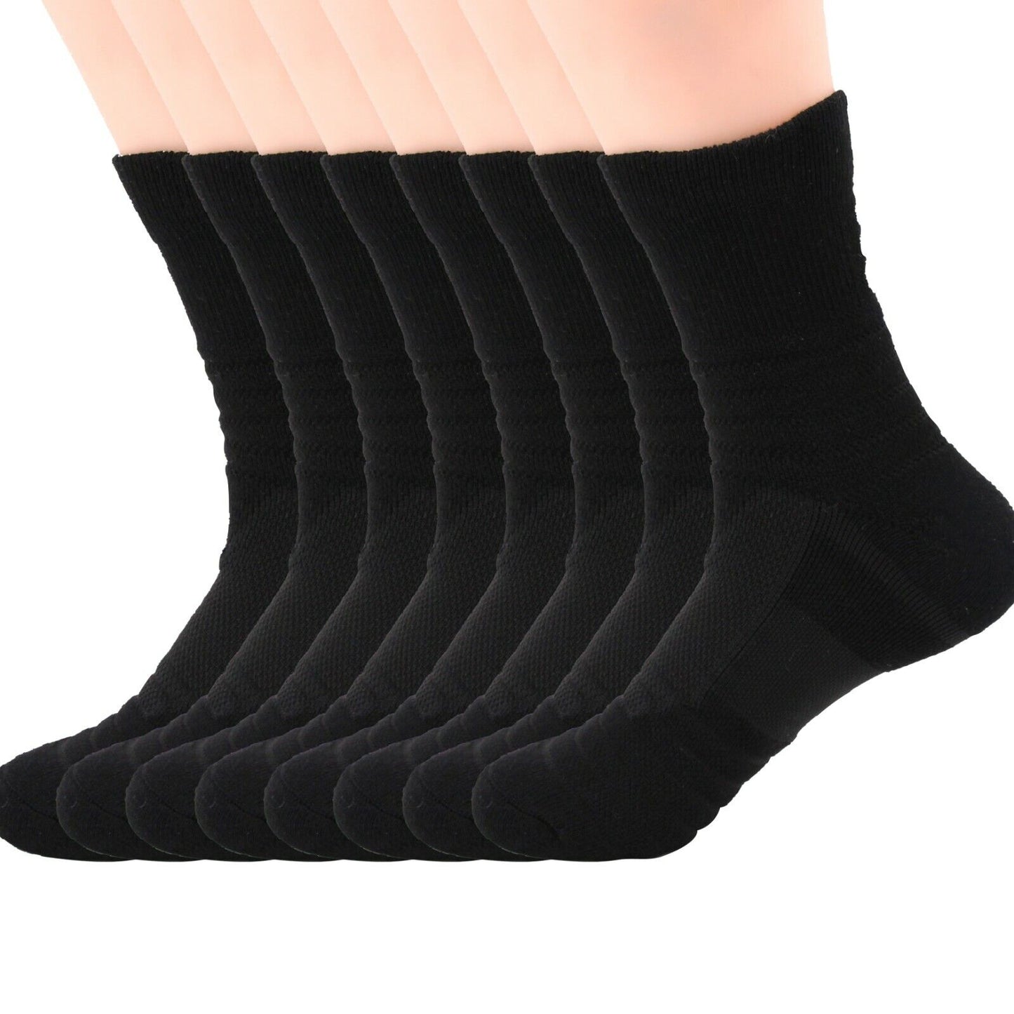 Lot 1-12 Mens Cotton Athletic Sport Casual Work Crew Socks Black Size 9-11 6-12