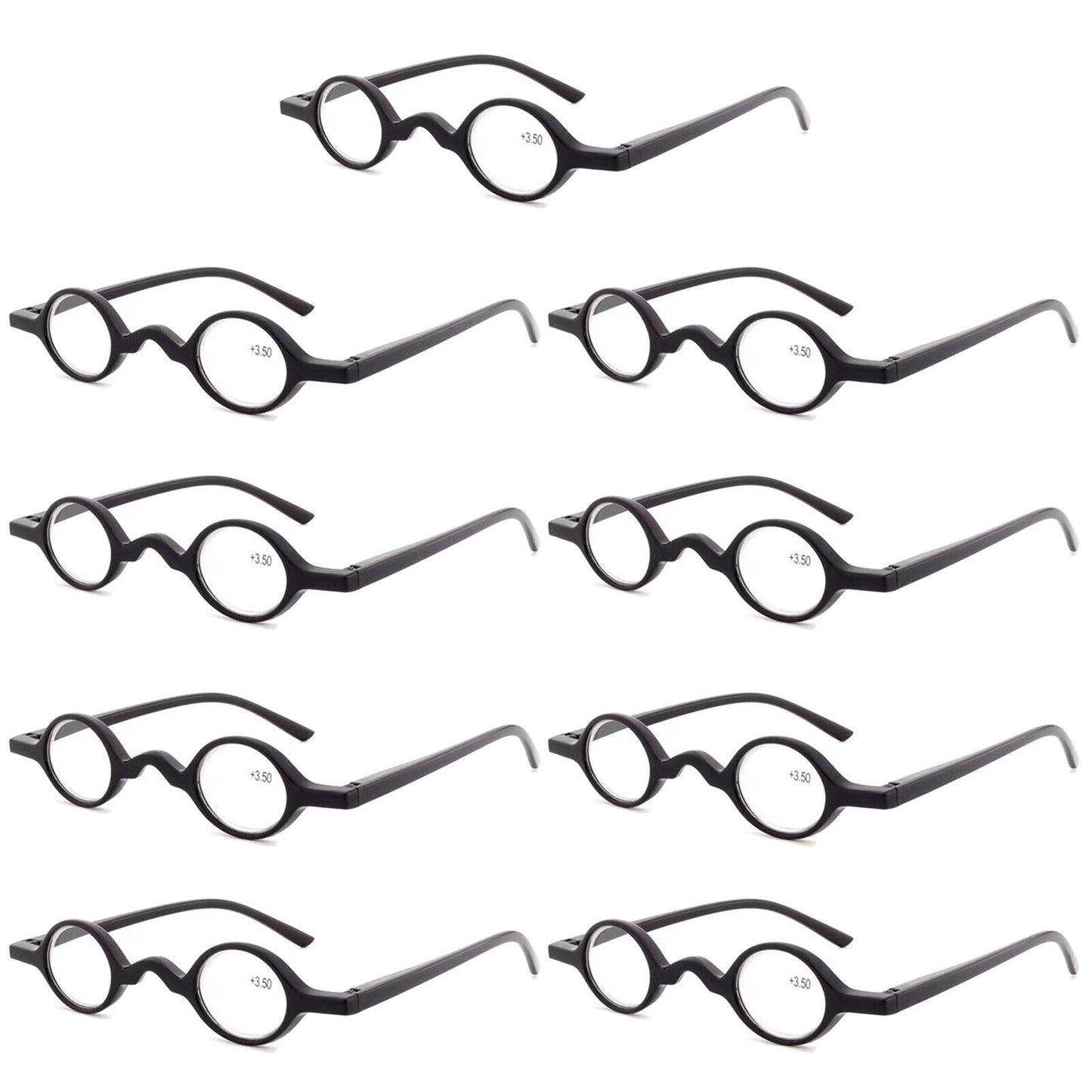 9PK Men Women Small Round Frame Blue Light Reading Glasses Spring Hinge Readers