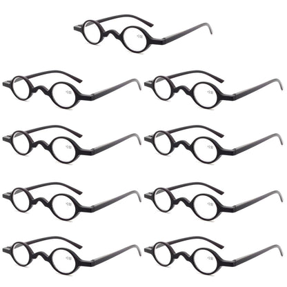 9PK Men Women Small Round Frame Blue Light Reading Glasses Spring Hinge Readers