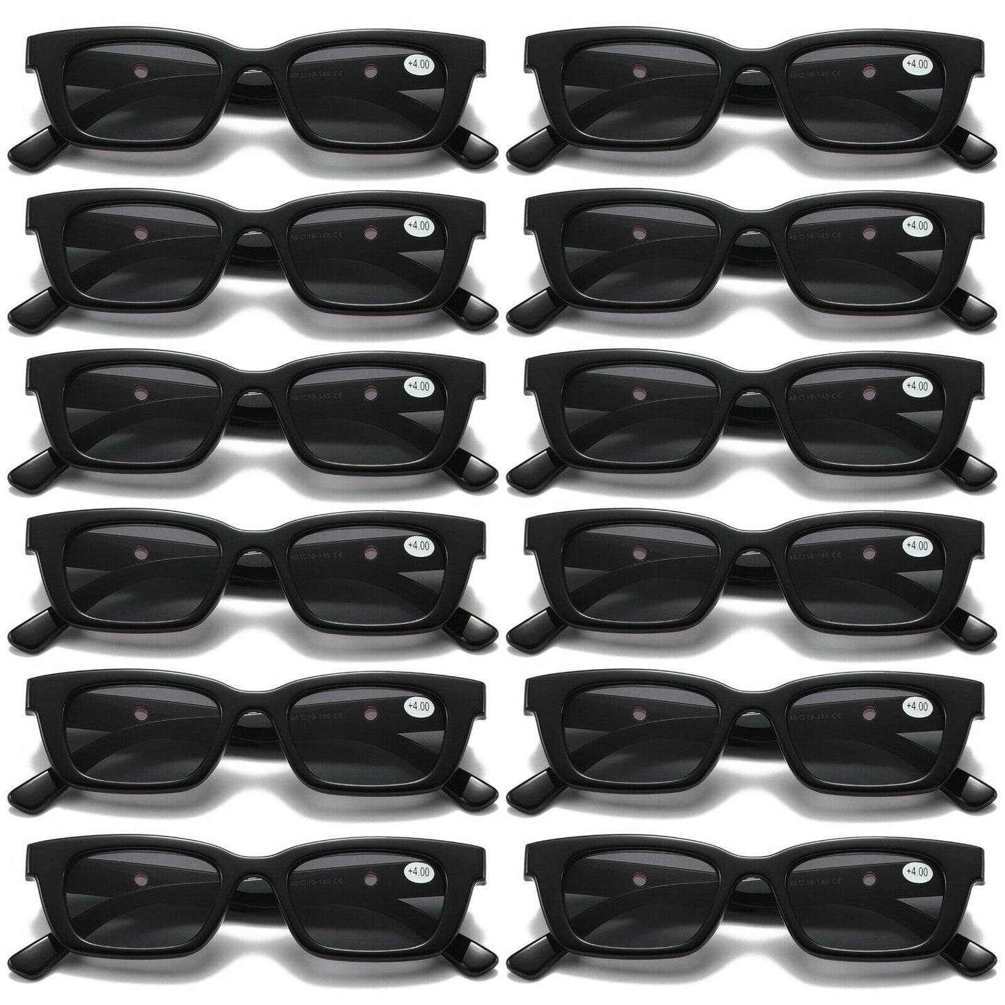 12 PK Black Unisex Full Lens Tinted Sun Readers Reading Sunglasses UV400 Protect