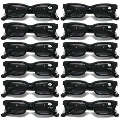 12 PK Black Unisex Full Lens Tinted Sun Readers Reading Sunglasses UV400 Protect