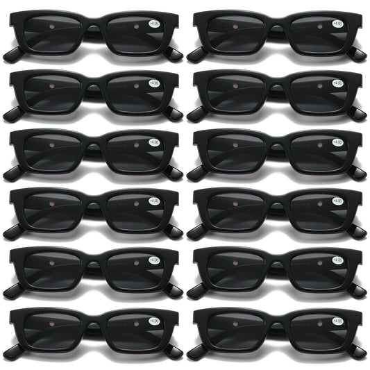 12 PK Black Unisex Full Lens Tinted Sun Readers Reading Sunglasses UV400 Protect