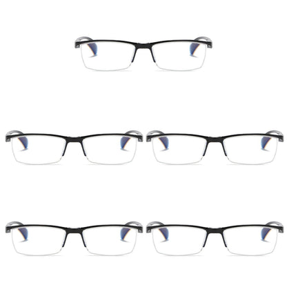 5 PK Mens Half Frame Spring Hinge Reading Glasses Blue Light Blocking Readers