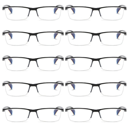 10 PK Mens Half Frame Spring Hinge Reading Glasses Blue Light Blocking Readers