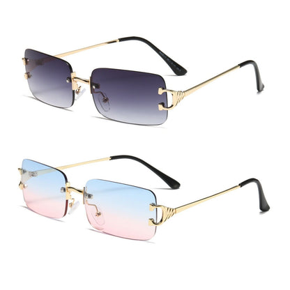 2Pair Unisex Metal Frame Rimless Classic Fashion Sunglasses for Men Women Ladies