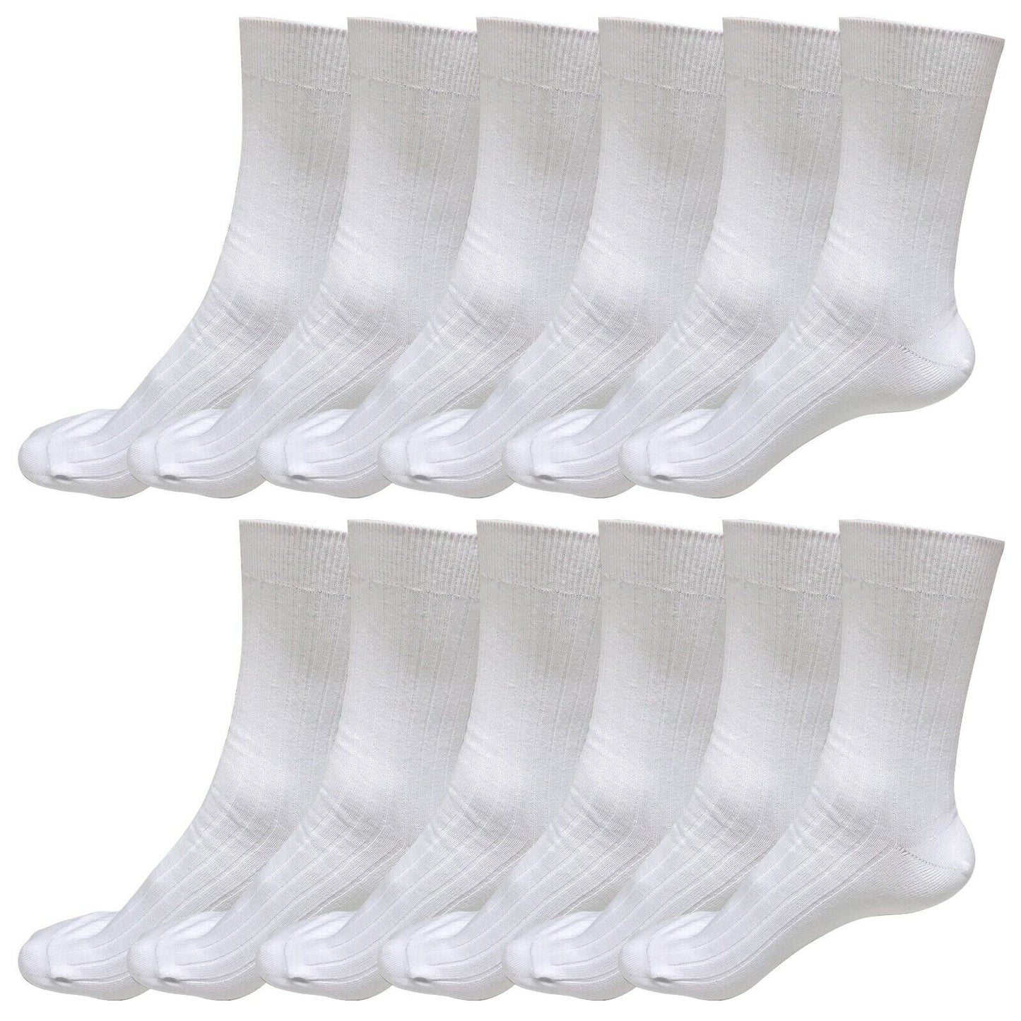 12 pairs 98% Cotton Mens Comfortable Casual Crew Dress Socks Mid Calf Size 9-11