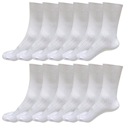 12 pairs 98% Cotton Mens Comfortable Casual Crew Dress Socks Mid Calf Size 9-11