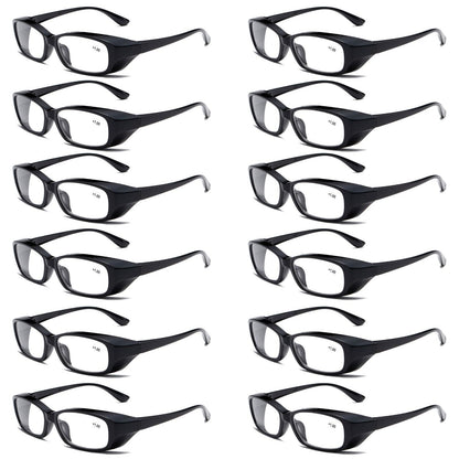 12 PK Clear Lens Mens Black Frame Reading Glasses Heavy Duty Readers for Work