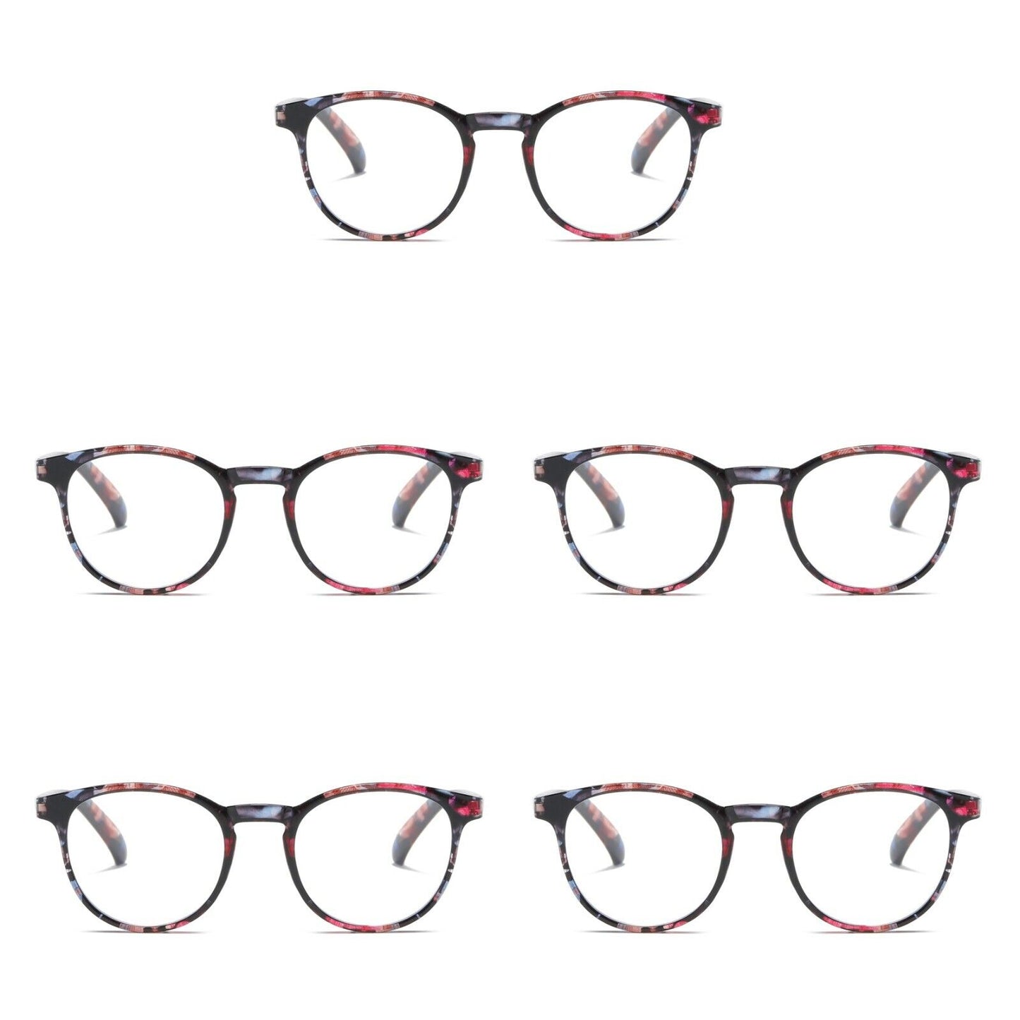 5PK Ladies Womens Round Blue Light Blocking Reading Glasses Spring Hinge Readers