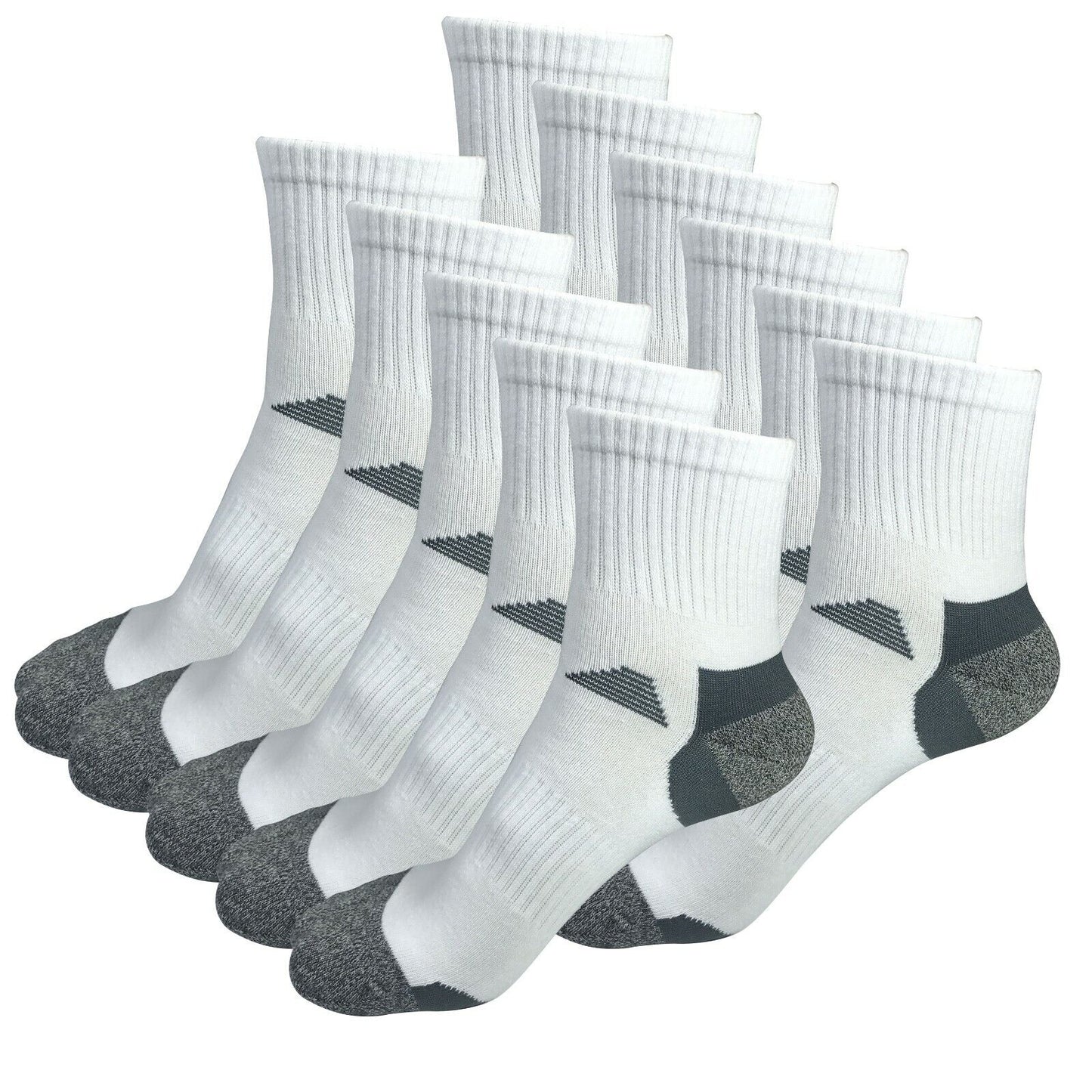 11 Pairs Mens Mid Cut Ankle Quarter Athletic Casual Sport Cotton Socks Size 6-12