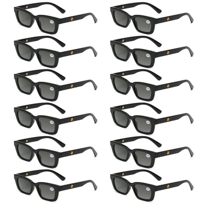 12PK Men Women Square Magnified Full Tinted Lens Sun Readers Reading Sunglasses