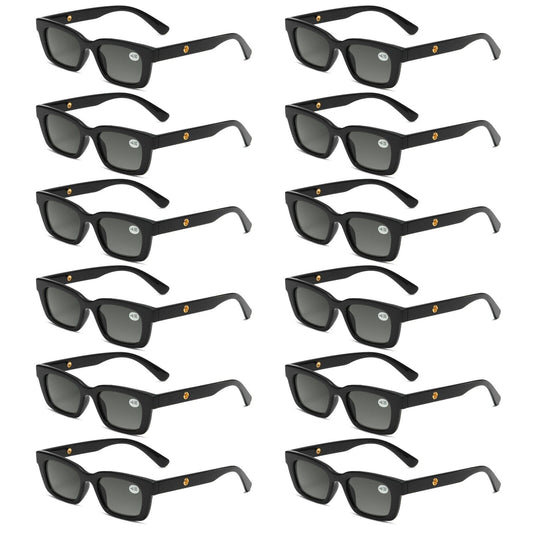 12PK Men Women Square Magnified Full Tinted Lens Sun Readers Reading Sunglasses