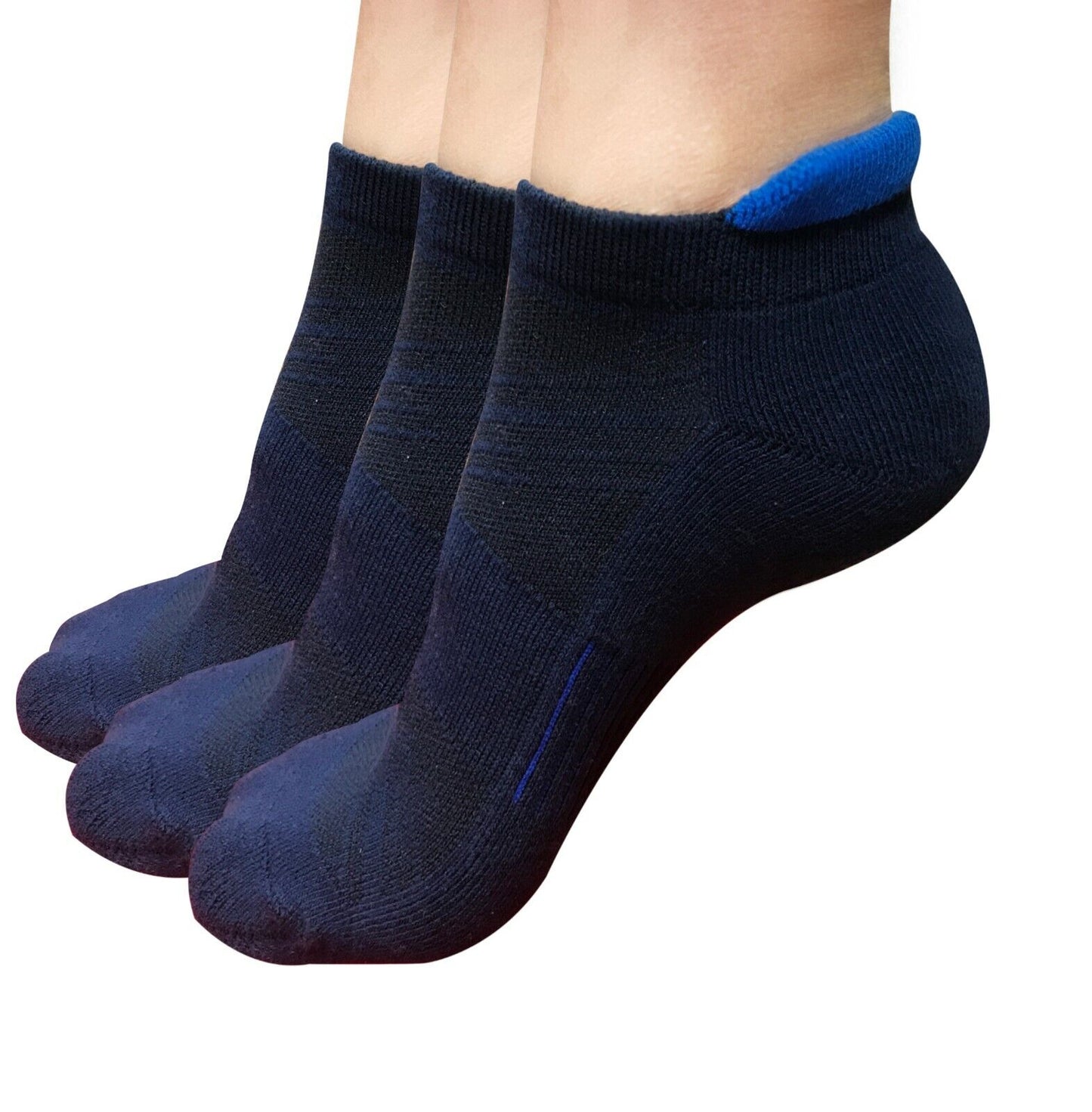 Lot 1-12 Mens Low Cut Ankle Cotton Athletic Cushion Sport Running Socks Blue 12