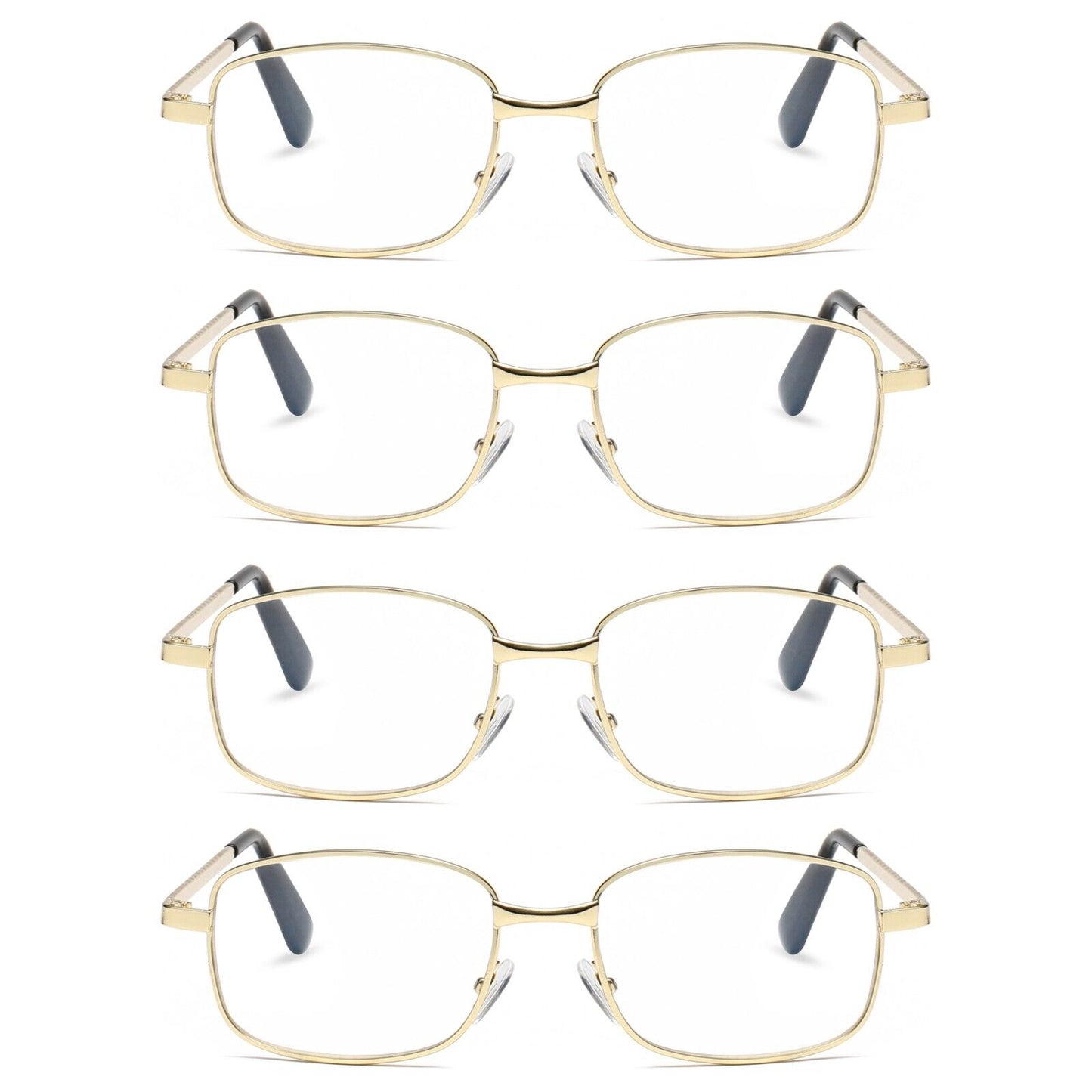 4 PK Mens Womens Metal Frame Clear Lens Reading Glasses Fashion Classic Readers