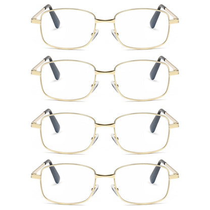 4 PK Mens Womens Metal Frame Clear Lens Reading Glasses Fashion Classic Readers