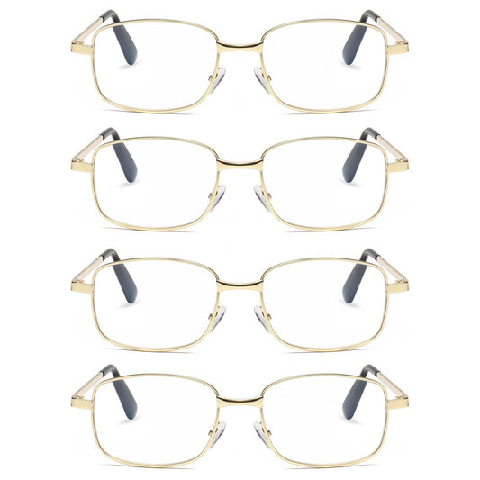 4 PK Mens Womens Metal Frame Clear Lens Reading Glasses Fashion Classic Readers