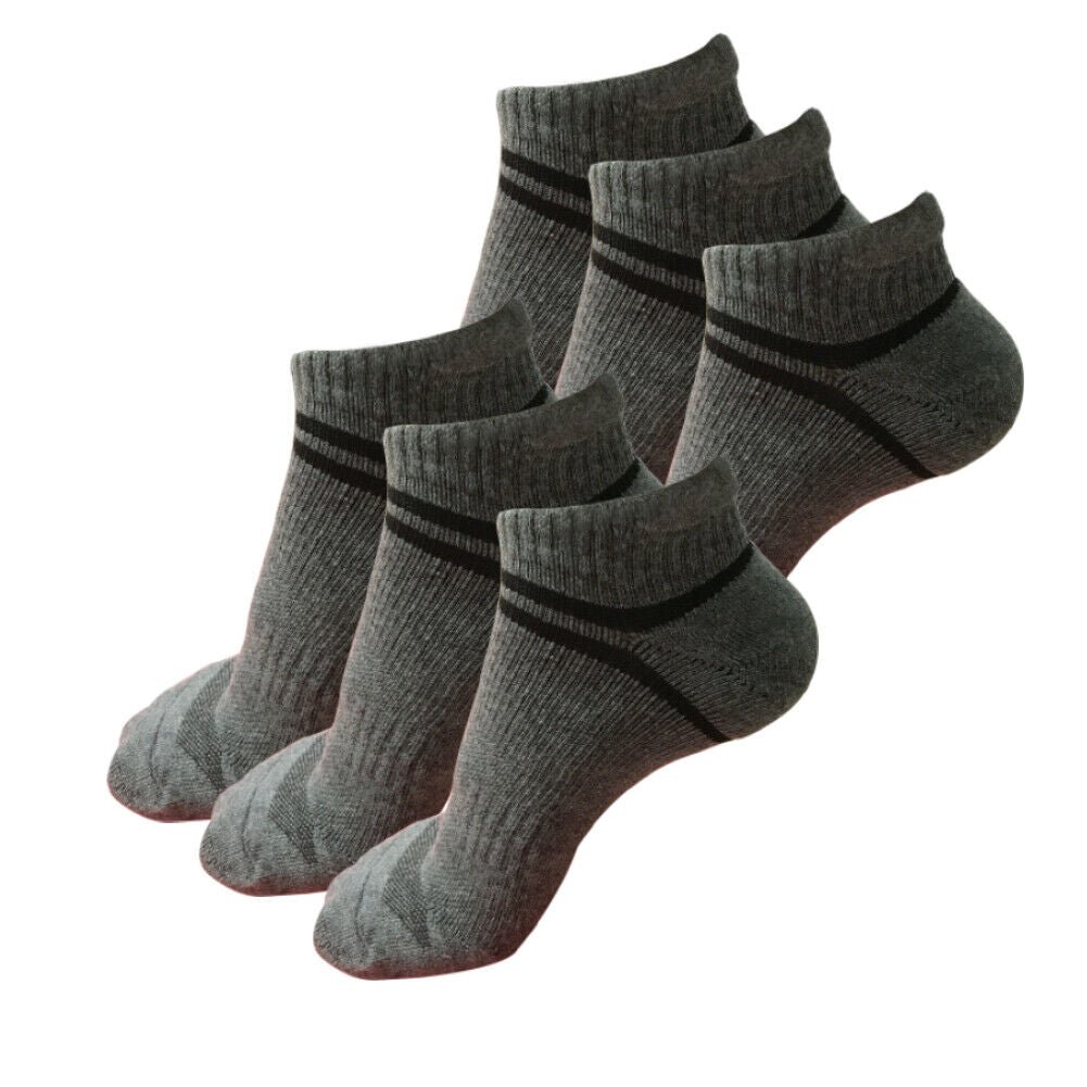 6 pair Mens Low Cut Ankle Cotton Athletic Cushion Casual Solid Comfortable Socks