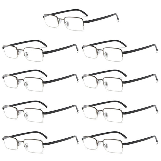 9 PK Mens Half Frame Reading Glasses Black Readers 1.00 1.50 2.00 2.50 3.00 4.00