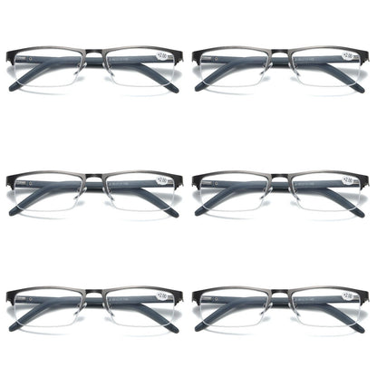 6 PK Mens Spring Hinge Half Frame Blue Light Blocking Reading Glasses Readers