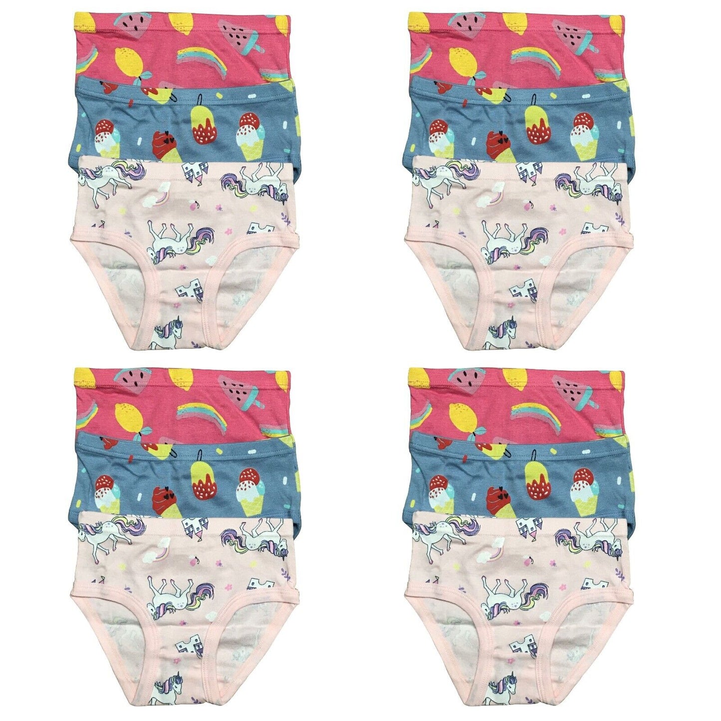 12 PK Toddler Little Girls Cotton Underwear Briefs Kids Panties Mermaid Pattern