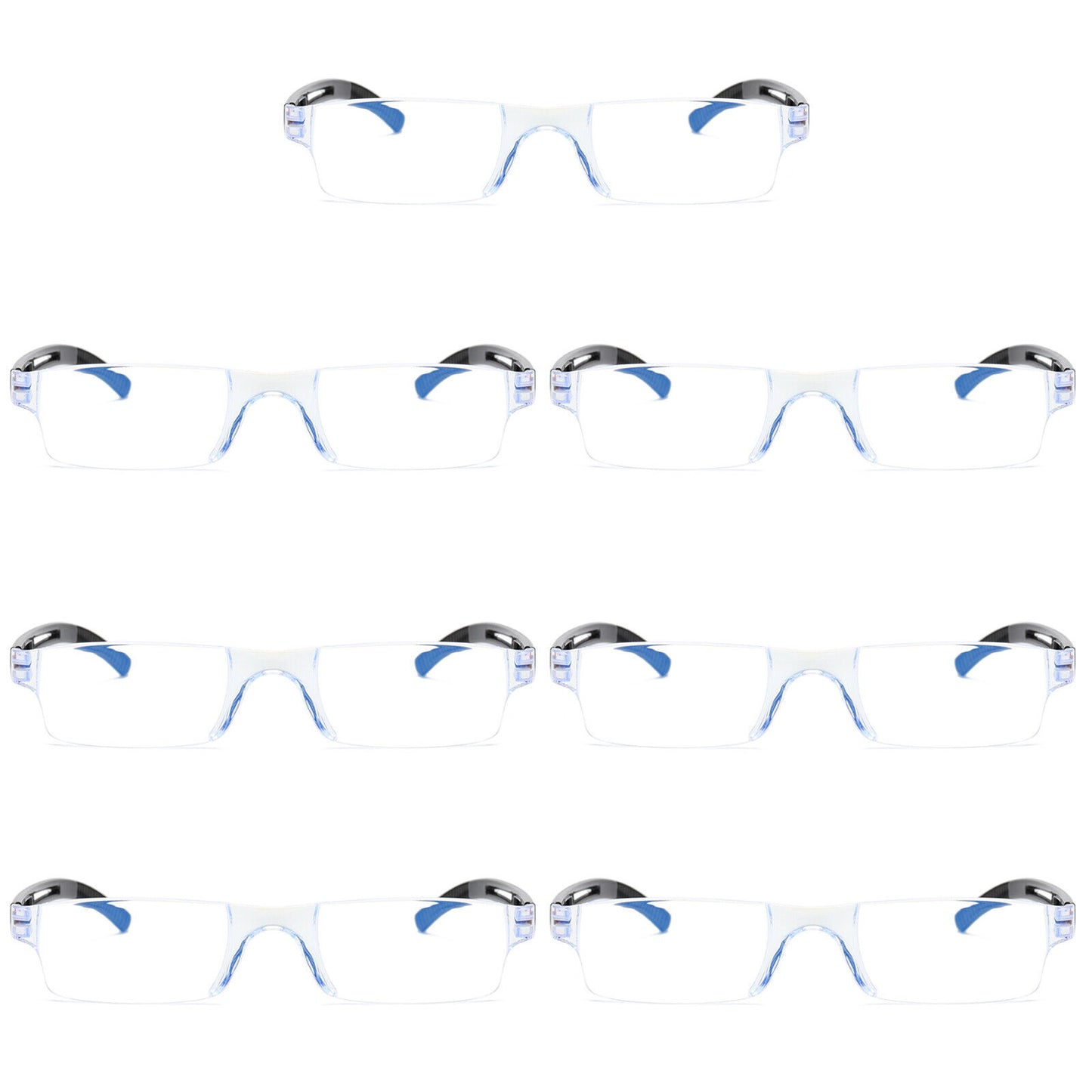 7PK Rimless Unisex Anti Blue Light Reading Glasses Blue Tinted Reader Men Women