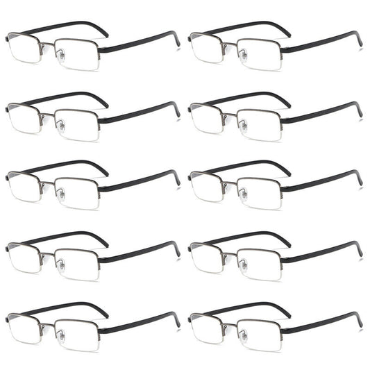 10PK Mens Half Frame Reading Glasses Black Readers 1.00 1.50 2.00 2.50 3.00 4.00